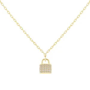 CZ Lock Link Necklace
