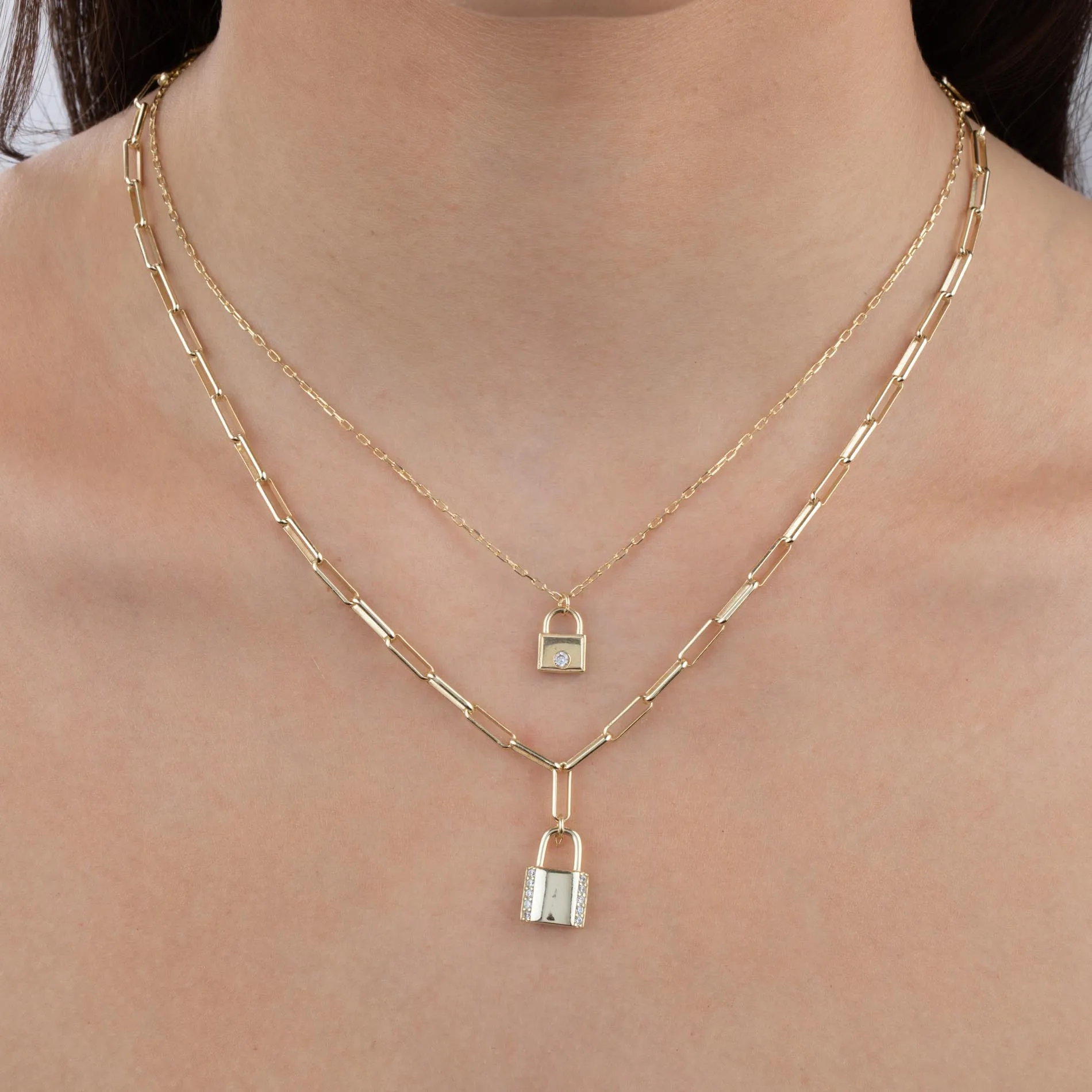 CZ Mini Lock Necklace