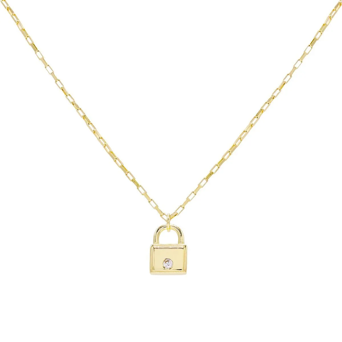 CZ Mini Lock Necklace