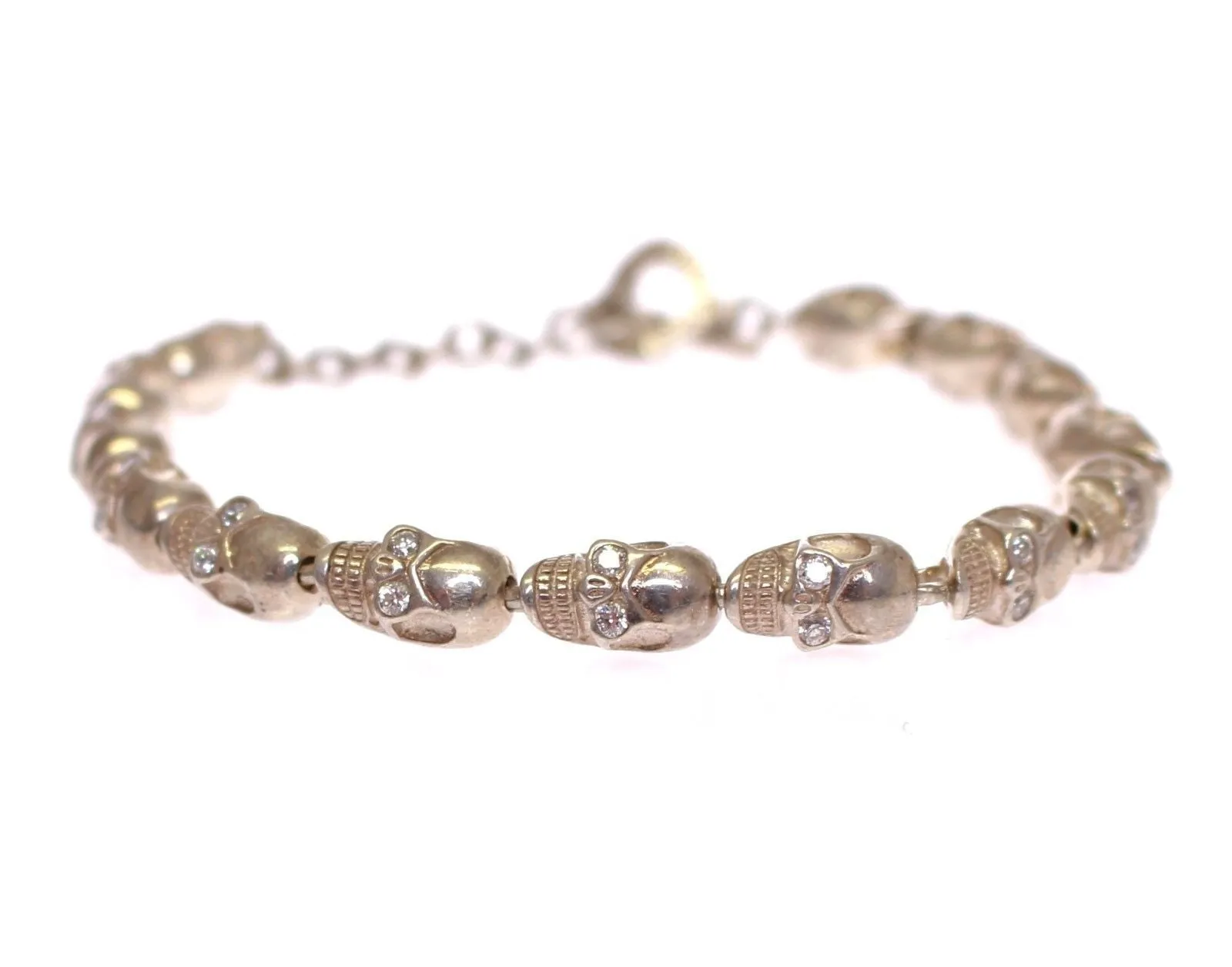 CZ Skull 925 Sterling Silver Chain Bracelet