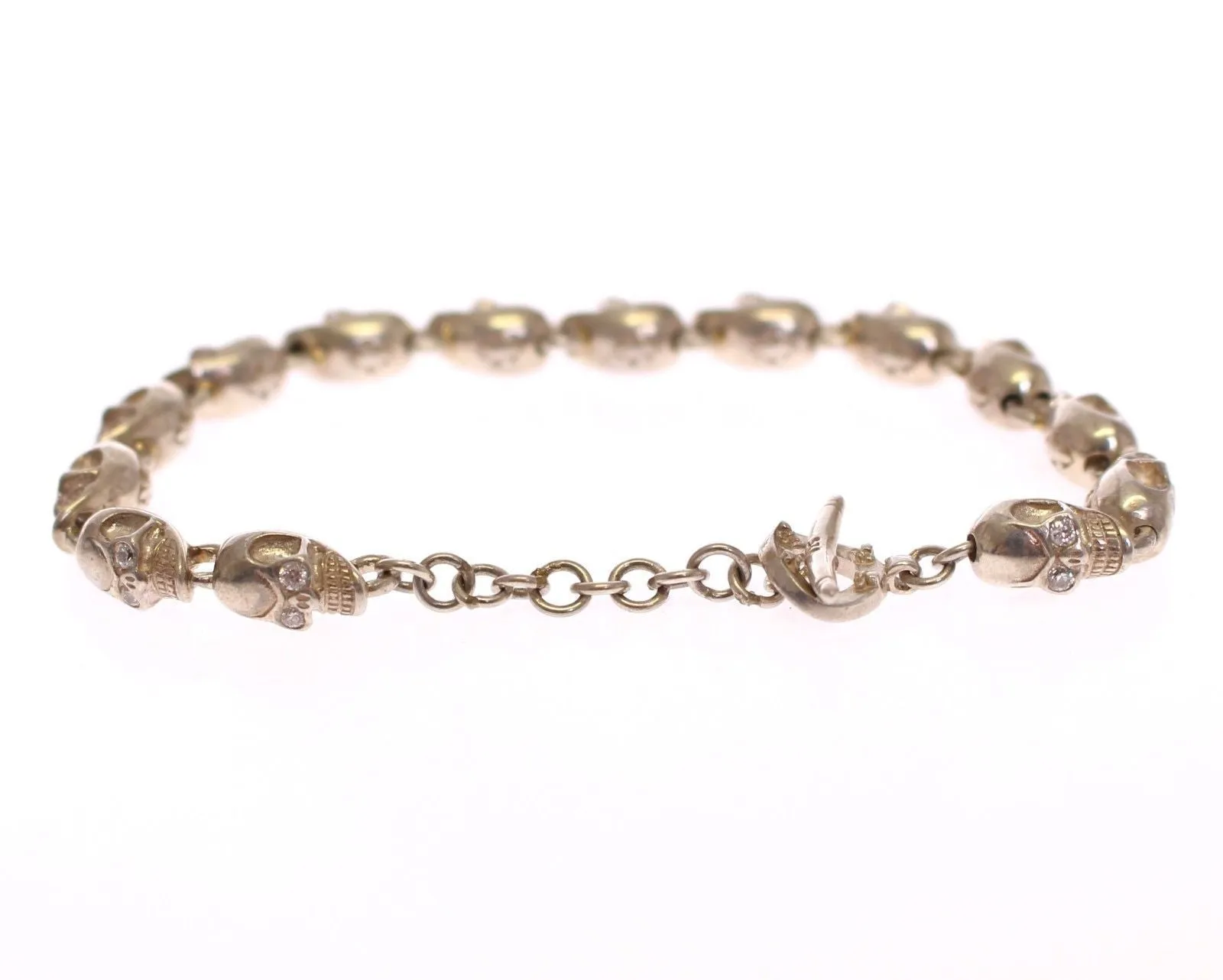 CZ Skull 925 Sterling Silver Chain Bracelet