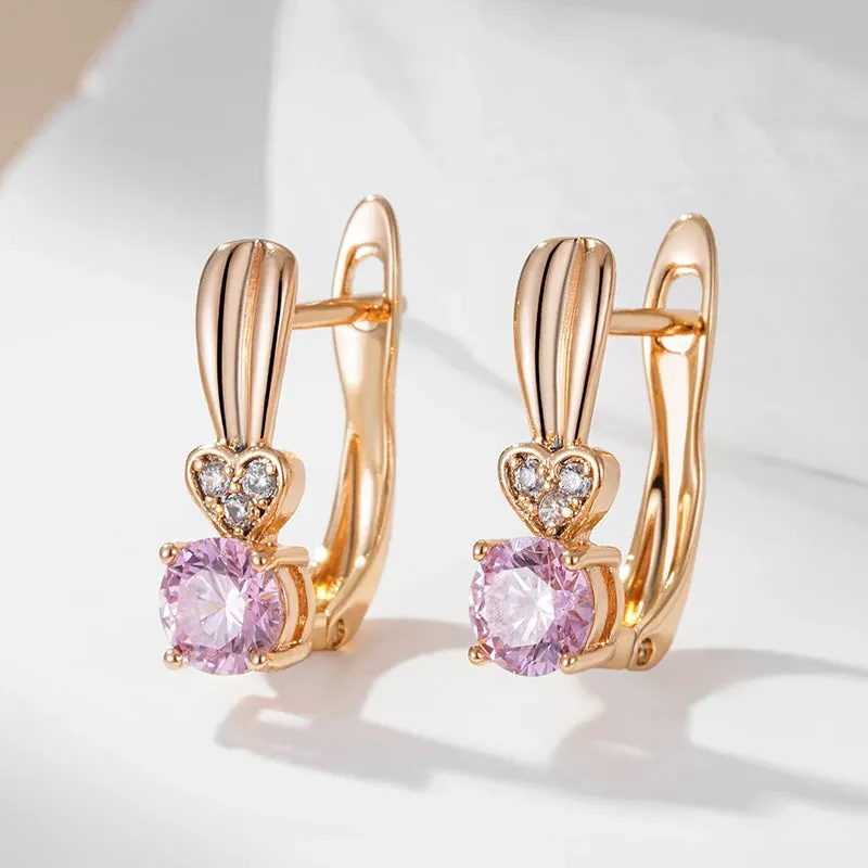 Dainty Heart Sparkle Pink Diamond Earrings