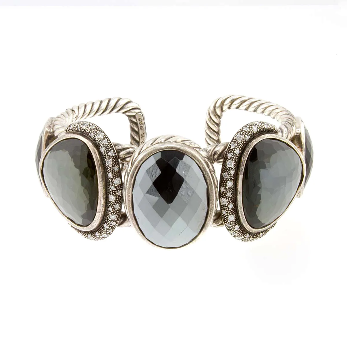 David Yurman Hematite Black Onyx Diamond Moonlight Cuff