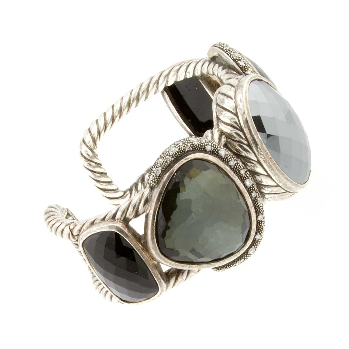 David Yurman Hematite Black Onyx Diamond Moonlight Cuff
