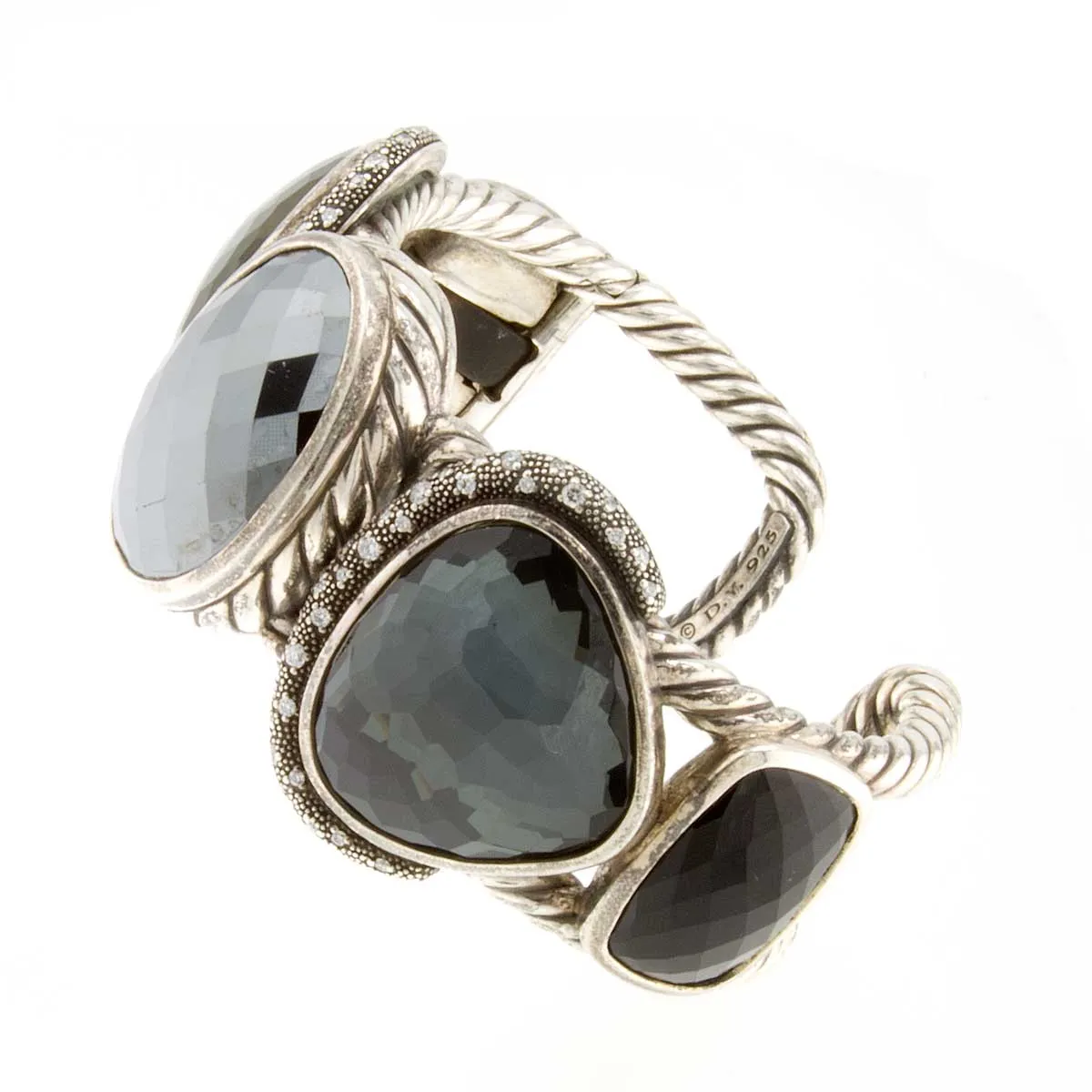 David Yurman Hematite Black Onyx Diamond Moonlight Cuff