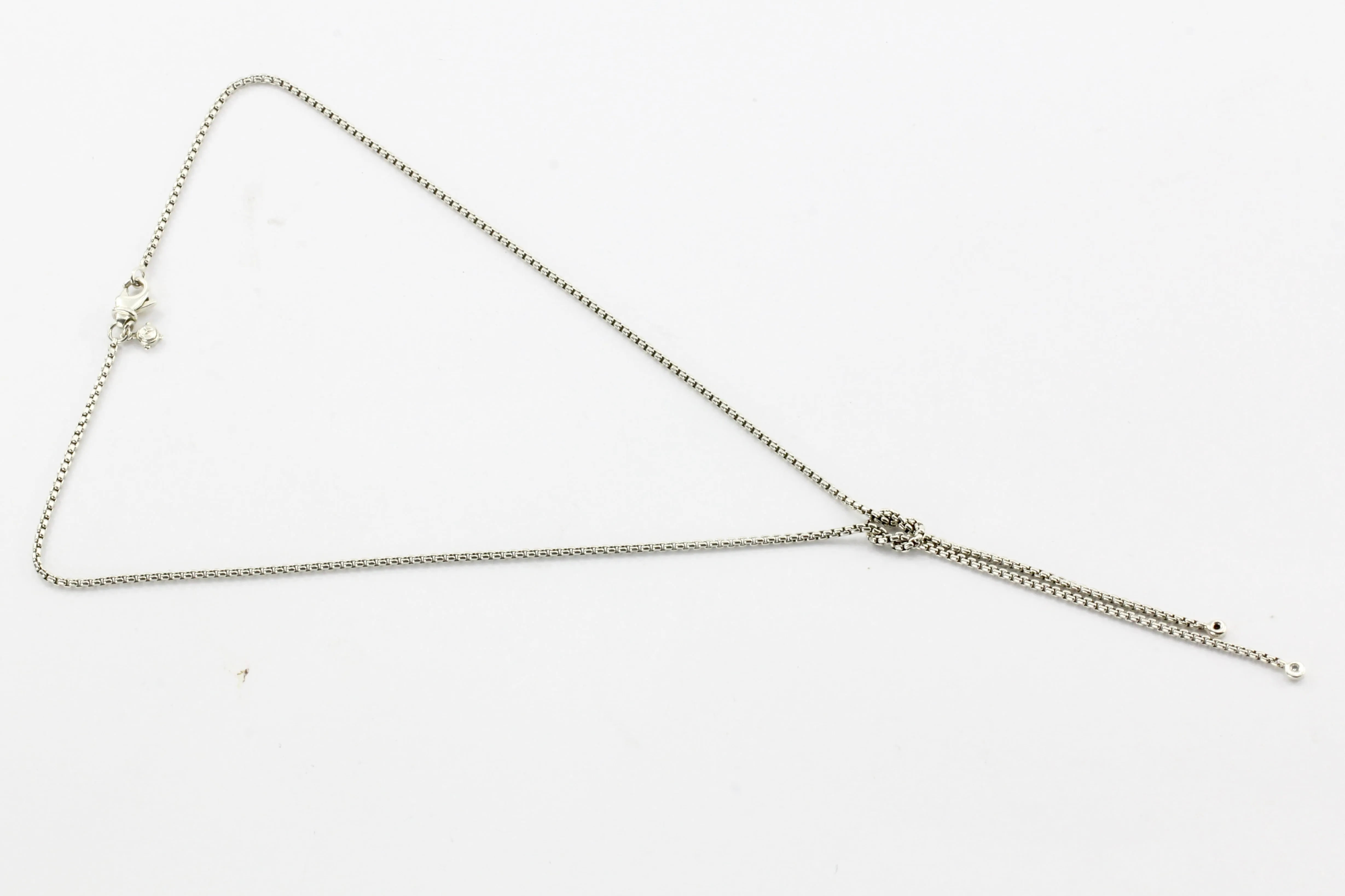 David Yurman Sterling Silver Diamond Lariat Knot Necklace