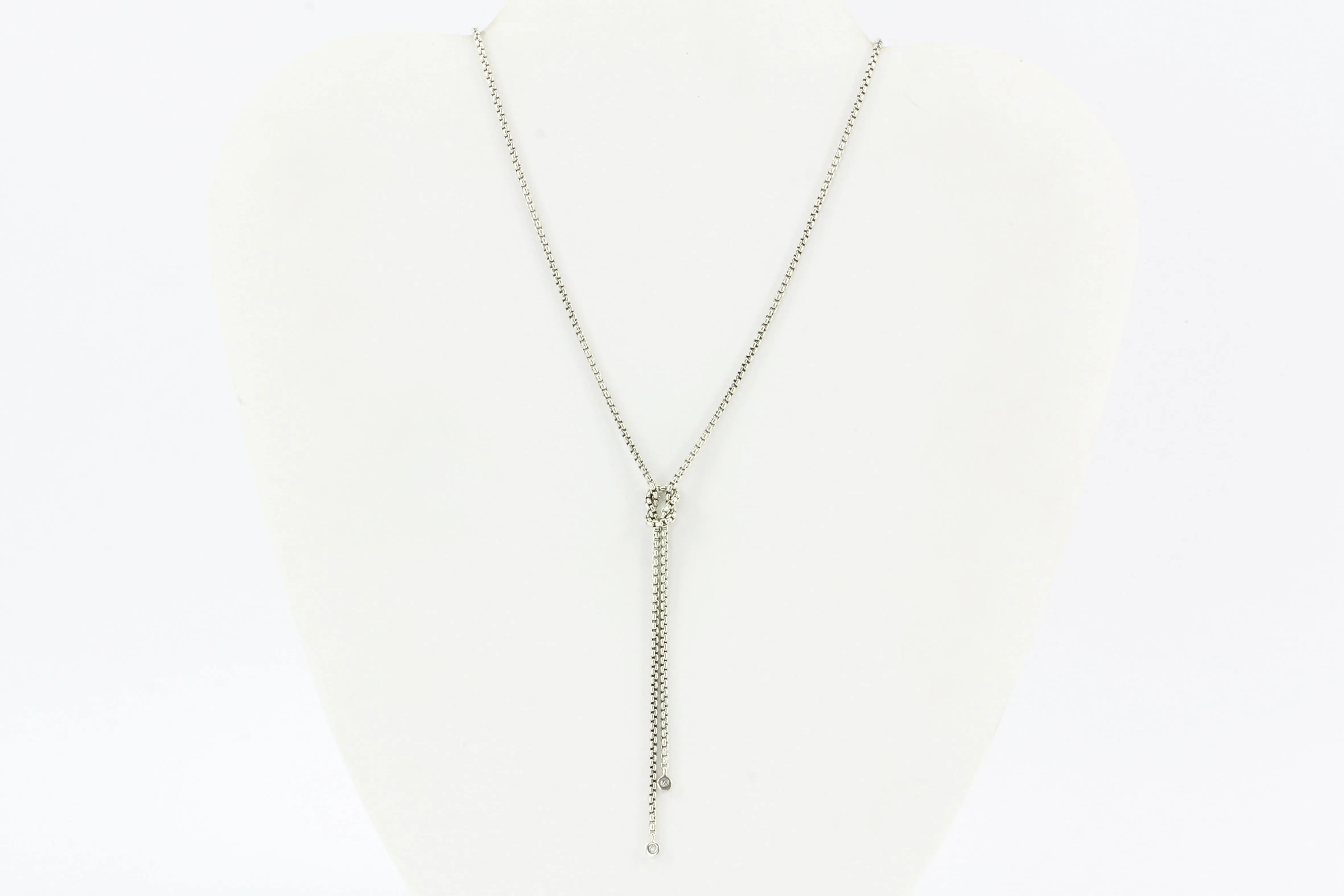 David Yurman Sterling Silver Diamond Lariat Knot Necklace