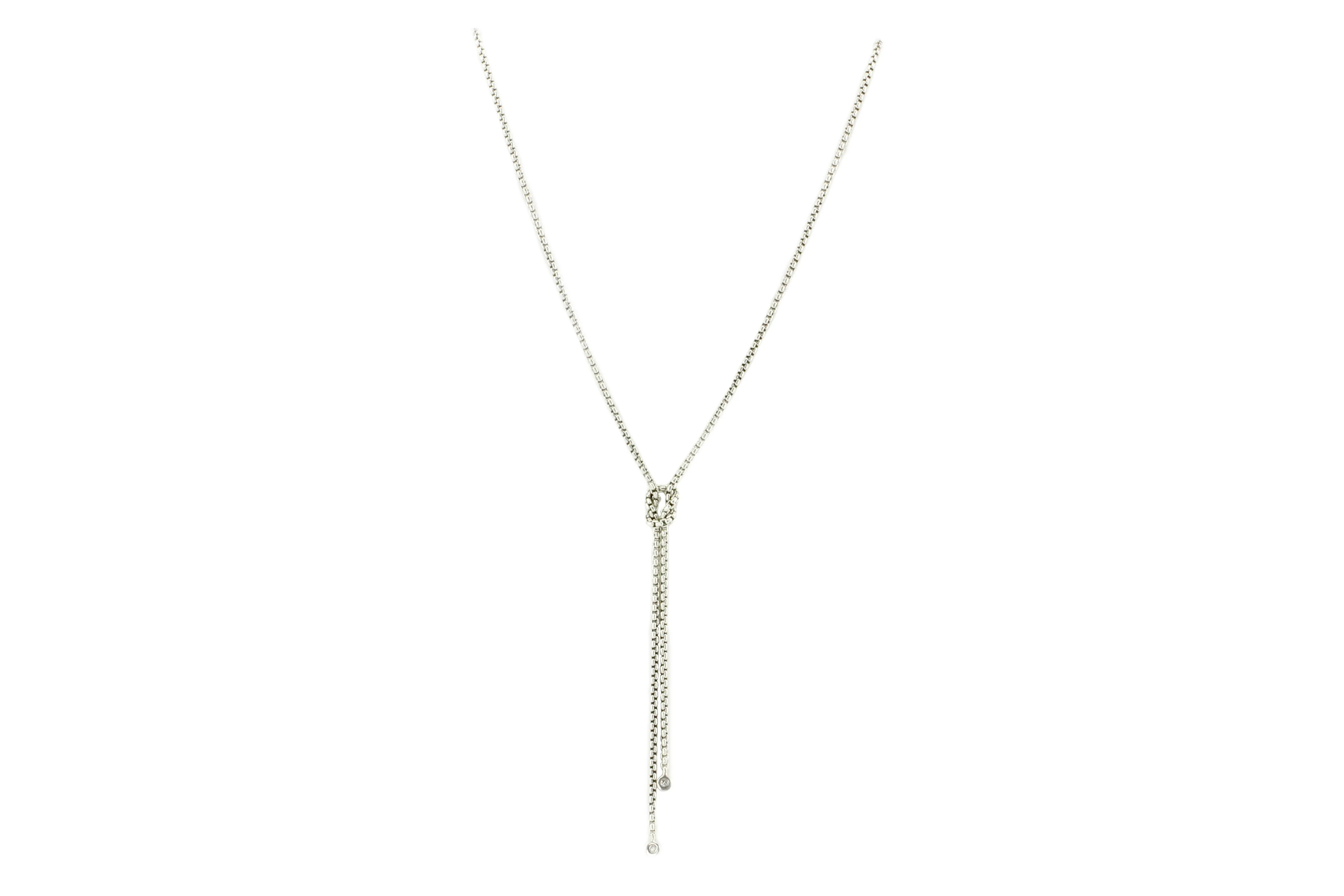 David Yurman Sterling Silver Diamond Lariat Knot Necklace