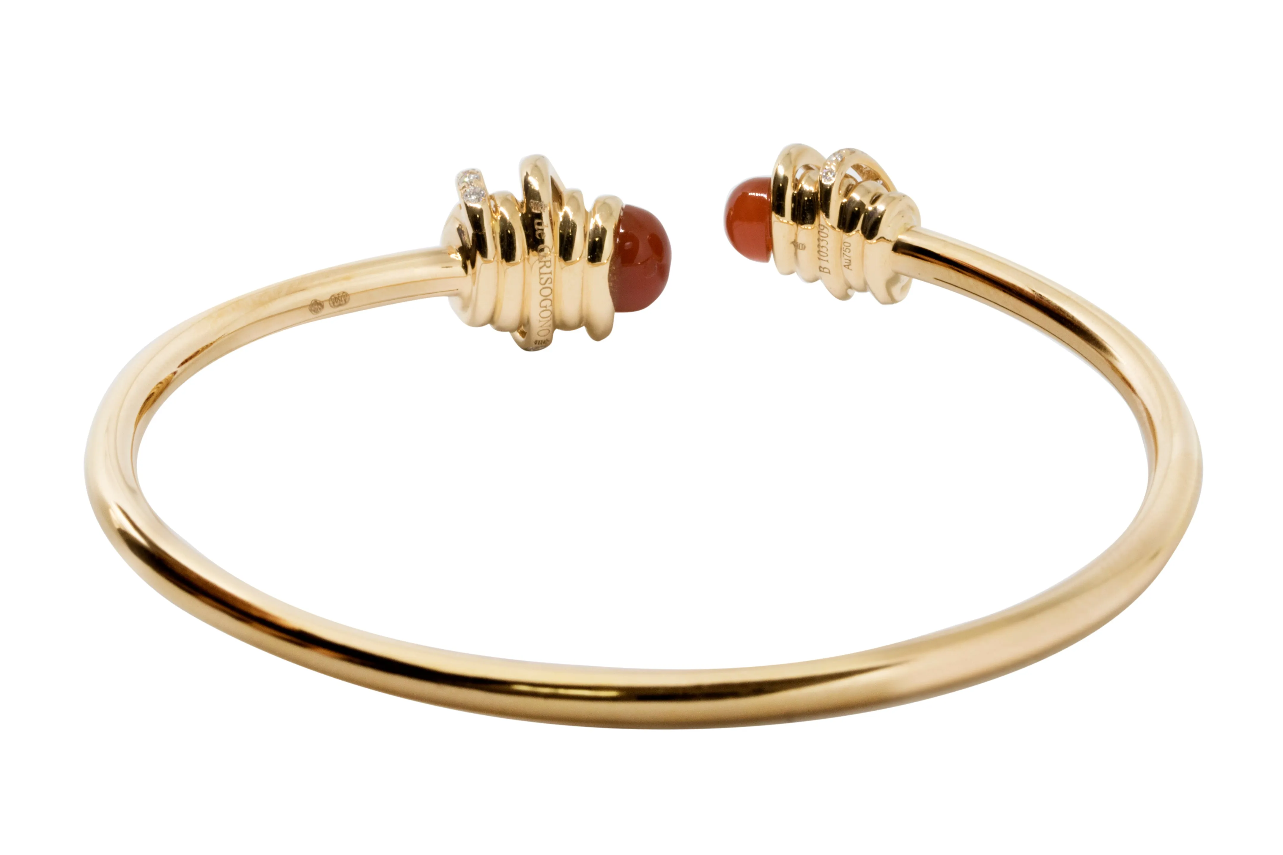 de GRISOGONO 18-karat Rose Gold, Carnelian And Diamond Coil Cuff