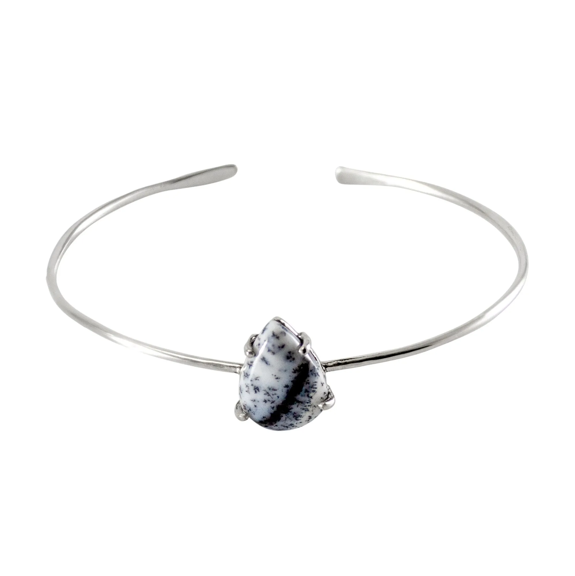 Dendritic Opal Sterling Silver Cuff: Unique Fern-like Patterns