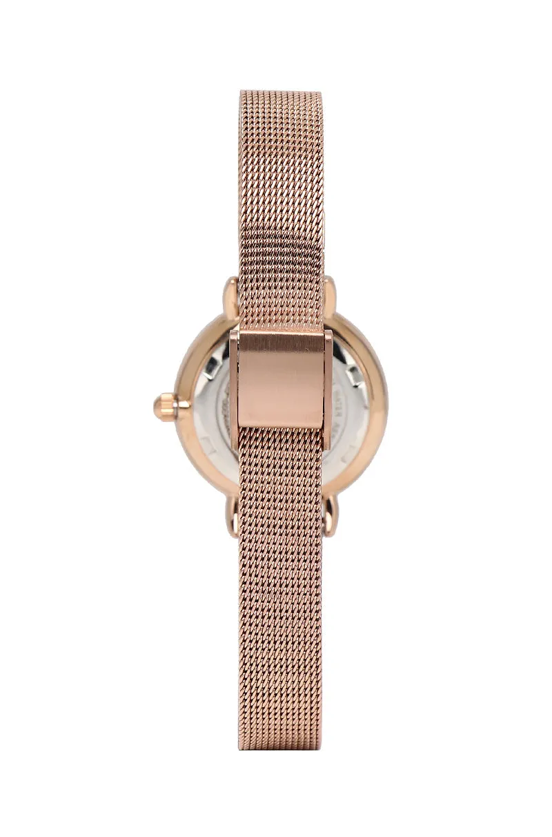 Denise Rose Gold Mesh Strap Watch (Salmon)