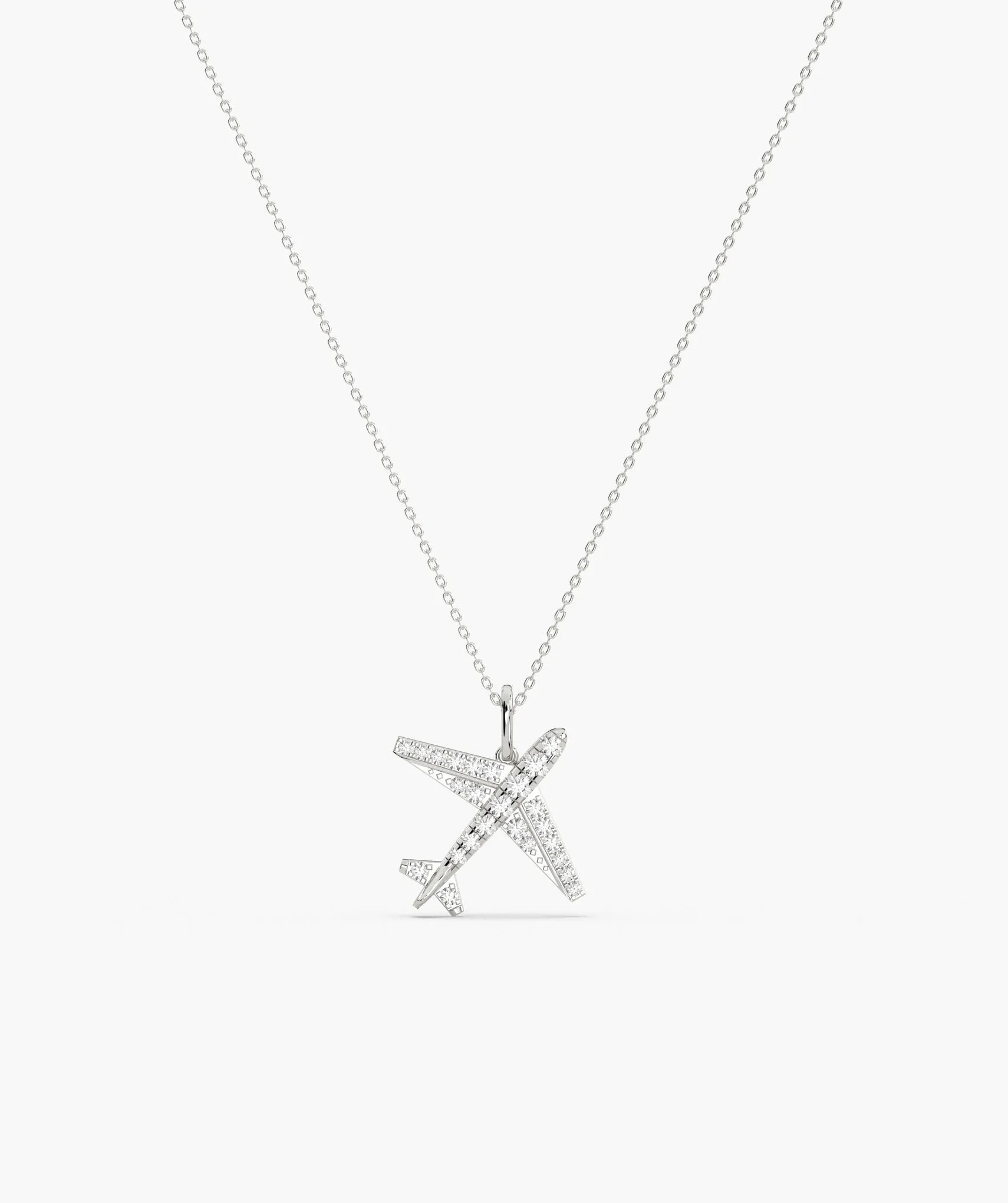 Diamond Airplane 14K Gold Necklace