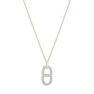 Diamond Anchor Link Pendant Necklace In 14K Gold