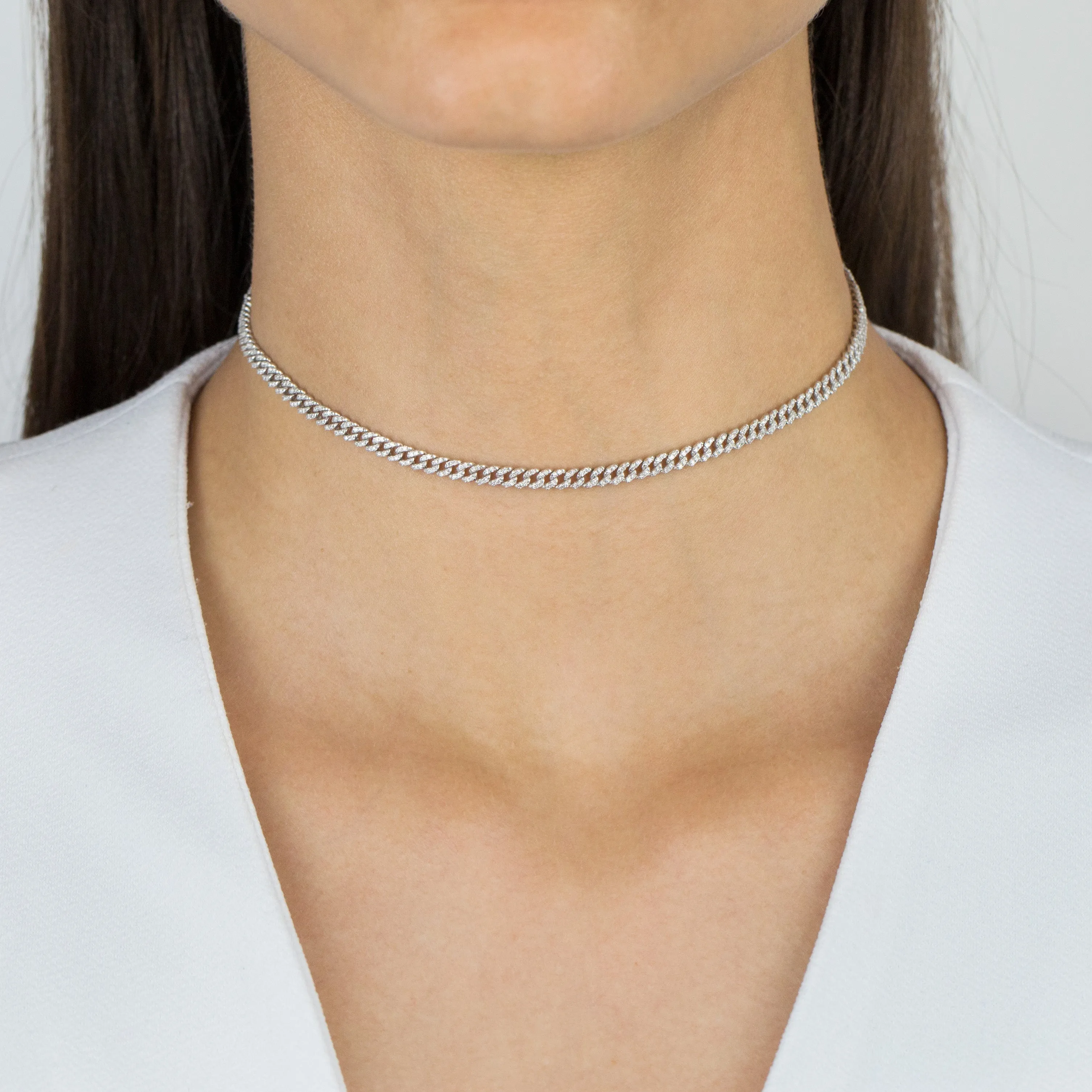 Diamond Baby Pavé Cuban Link Choker 14K