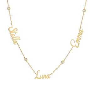 Diamond Bezel Custom Name Necklace