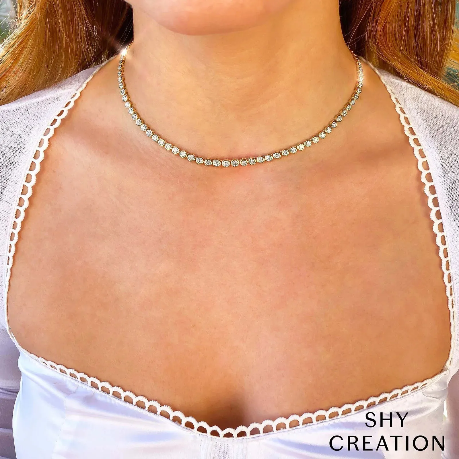 Diamond Bezel Tennis Necklace