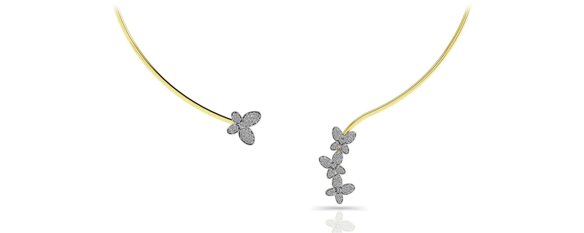 Diamond Butterfly Choker Diamond  with 1.12 ct.(finished) 1mm, 1.1mm, 1.3mm