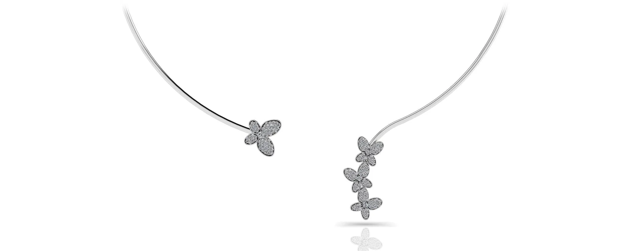 Diamond Butterfly Choker Diamond  with 1.12 ct.(finished) 1mm, 1.1mm, 1.3mm