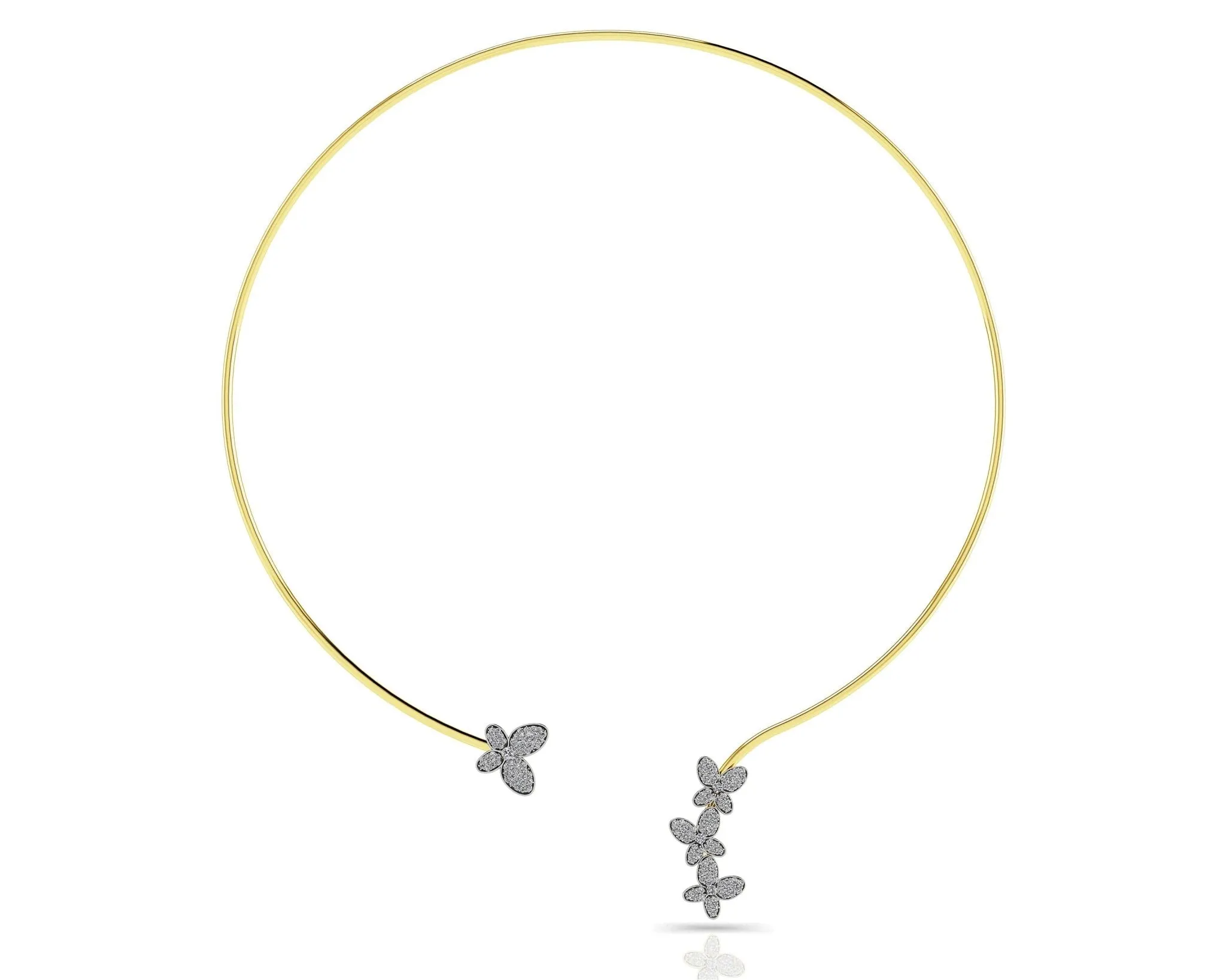 Diamond Butterfly Choker Diamond  with 1.12 ct.(finished) 1mm, 1.1mm, 1.3mm