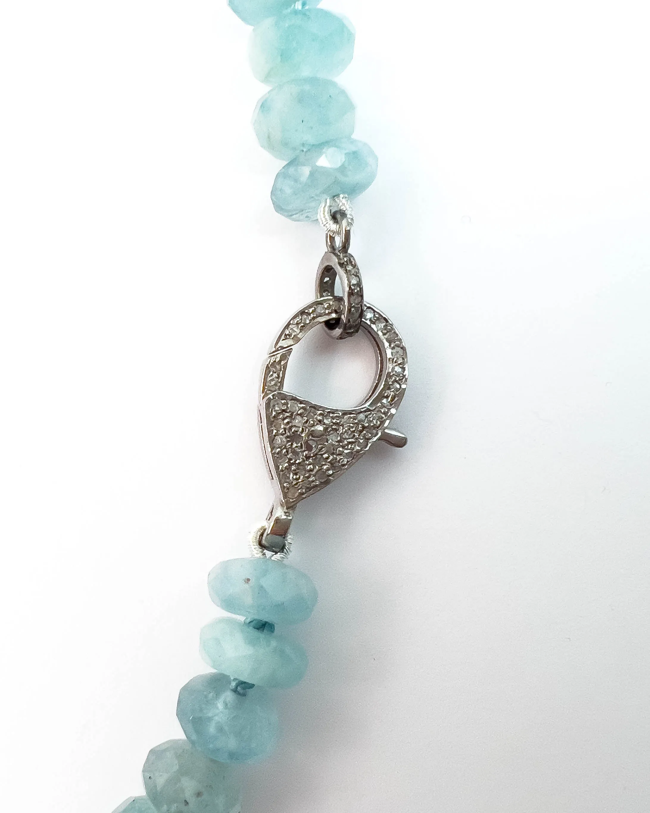Diamond Clasp & Hand-Knotted Aquamarine Necklace