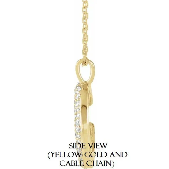 Diamond Crescent Moon Necklace Pendant 0.33ctw 14k SOLID Gold (Y, W, R), Platinum 15mm Pendant Jewelry Christmas Gift