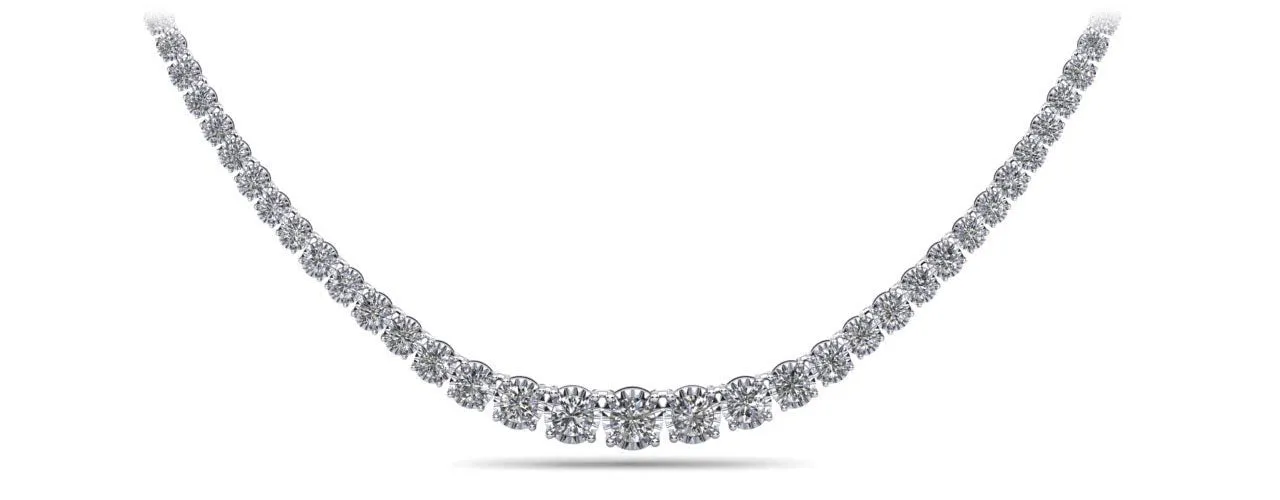 Diamond Crown Tennis Diamond Necklace with 12.11 ct.(finished)