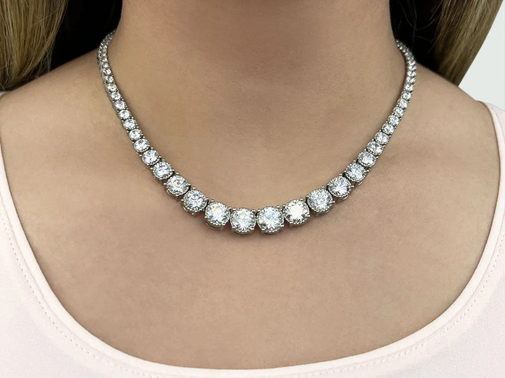 Diamond Crown Tennis Diamond Necklace with 12.11 ct.(finished)