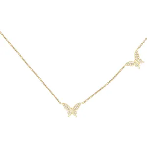 Diamond Double Butterfly Necklace 14K
