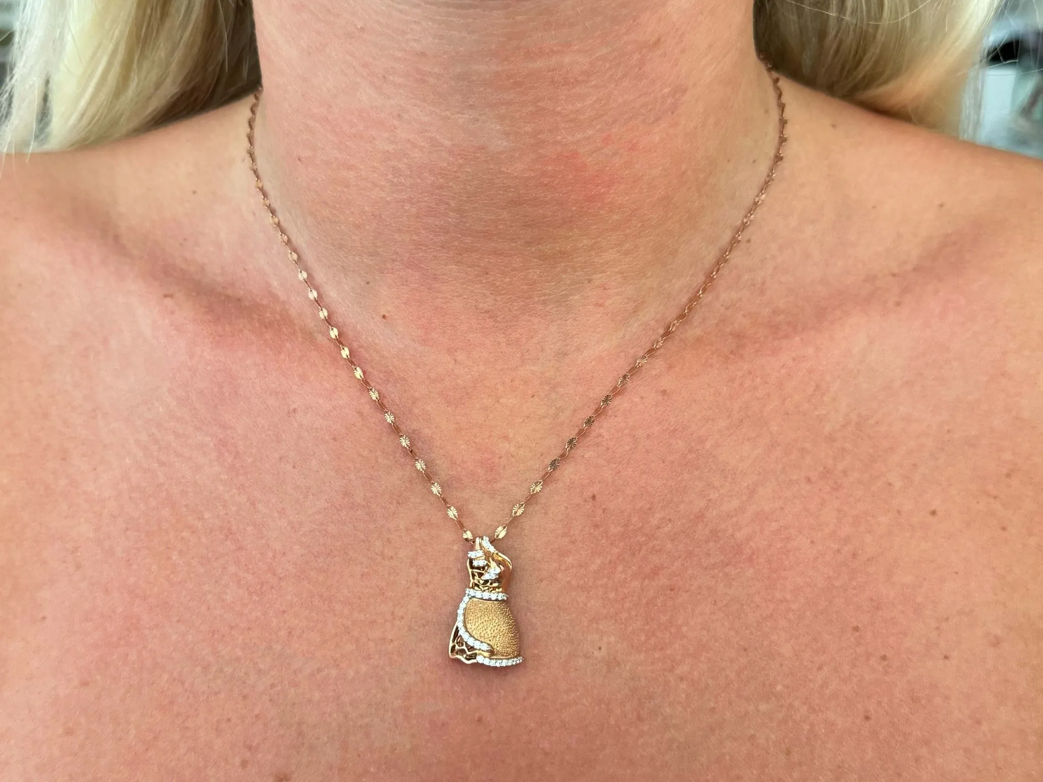 Diamond Dress Pendant Necklace 18k Rose Gold