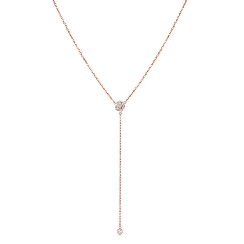 DIAMOND FLOWER BEZEL DROP NECKLACE 14K GOLD (0.25 CTW)