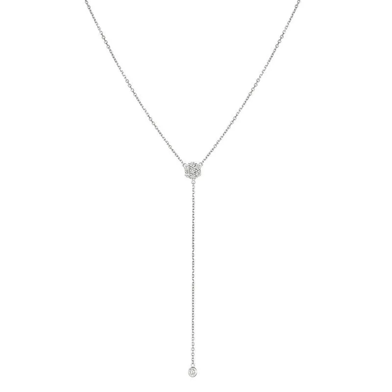 DIAMOND FLOWER BEZEL DROP NECKLACE 14K GOLD (0.25 CTW)