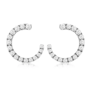 Diamond Front Facing Style Hoop Earrings