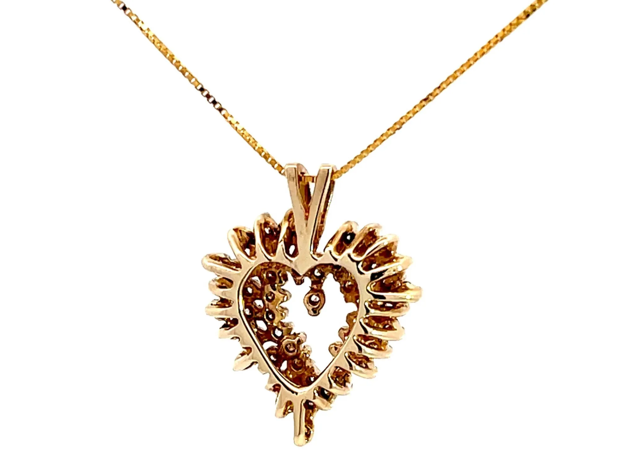 Diamond Heart Pendant with Chain in 14k Yellow Gold