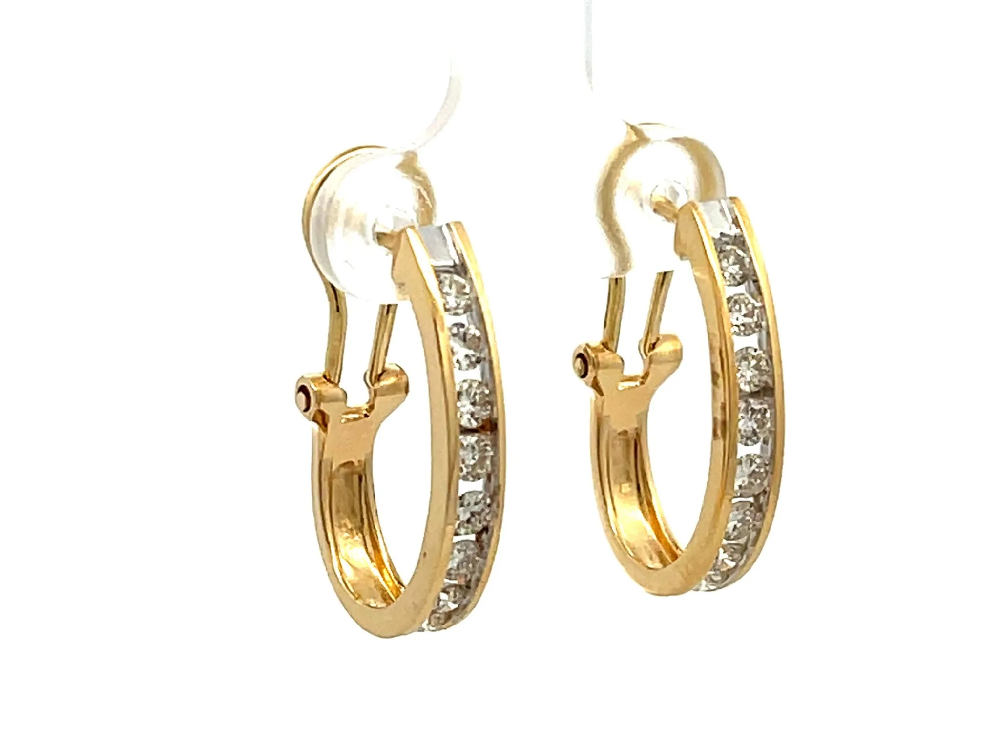 Diamond Hoop Earrings in 14k Yellow Gold