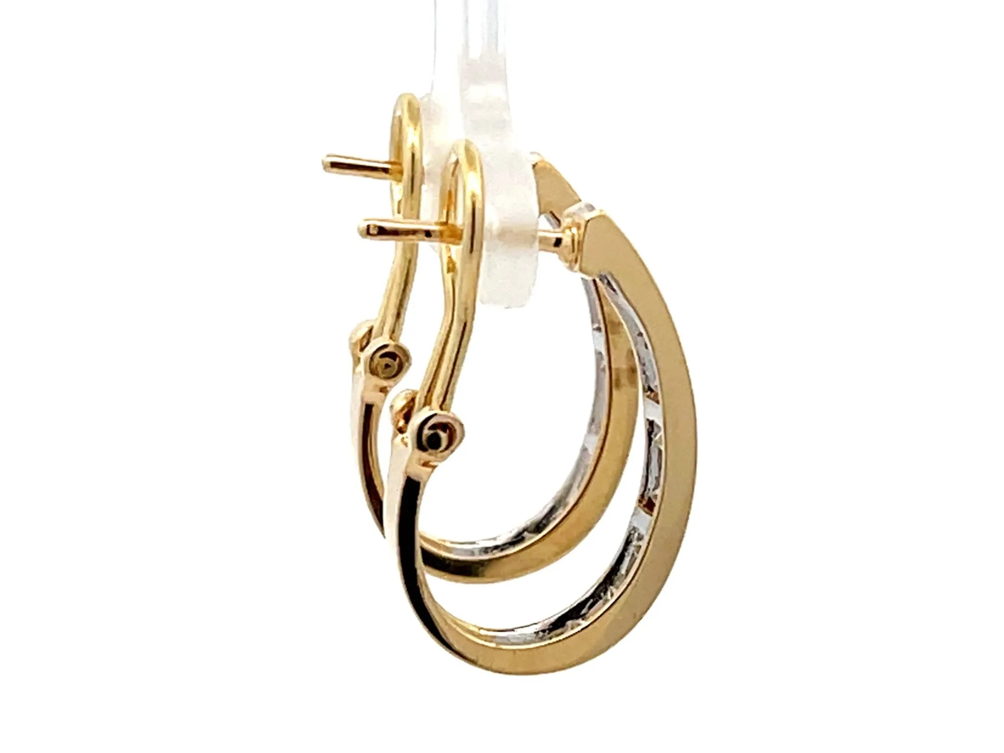 Diamond Hoop Earrings in 14k Yellow Gold