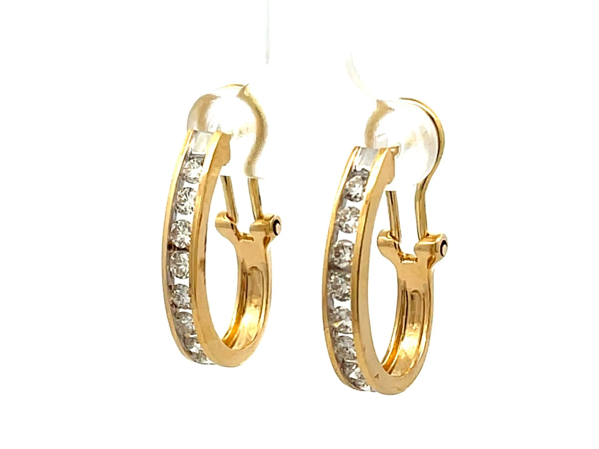 Diamond Hoop Earrings in 14k Yellow Gold