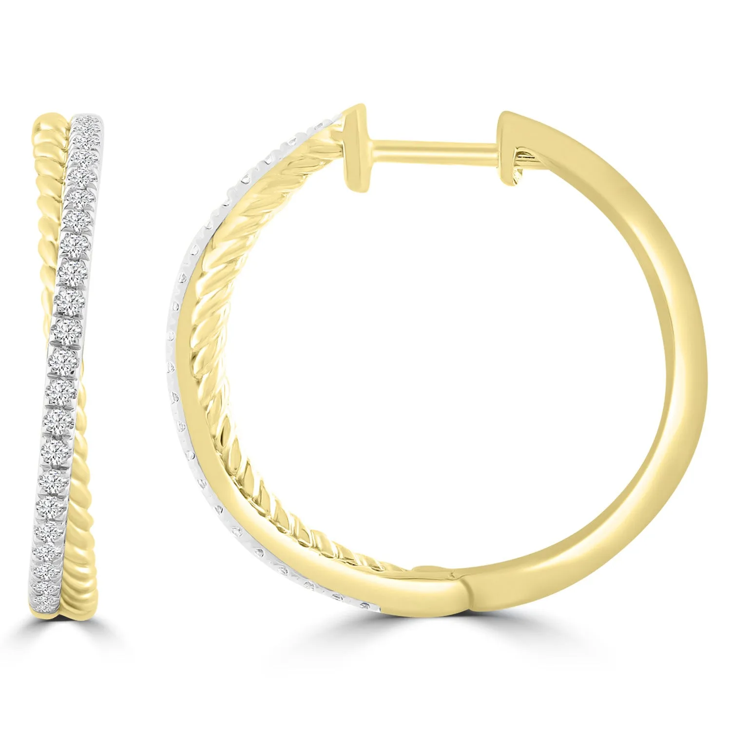 Diamond Hoop Earrings with 0.25ct Diamonds in 9K Yellow Gold