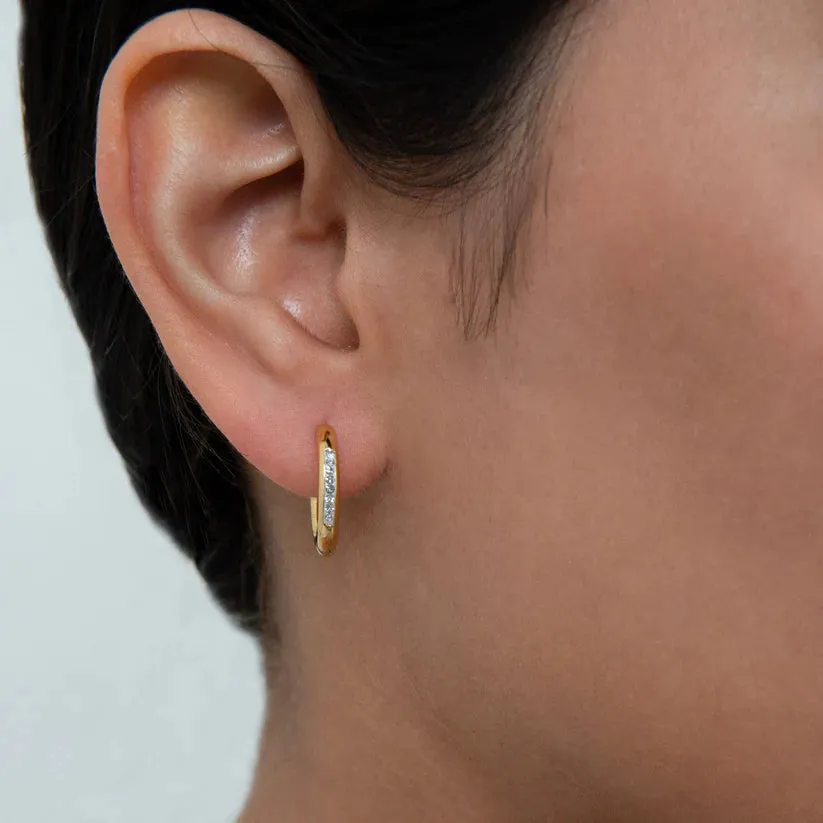 Diamond Necklace   2 x Pair of Diamond Hoops Combo