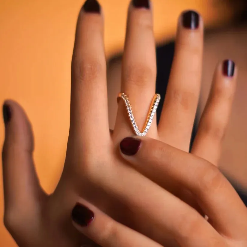 Diamond Necklace   Classic V Ring Combo