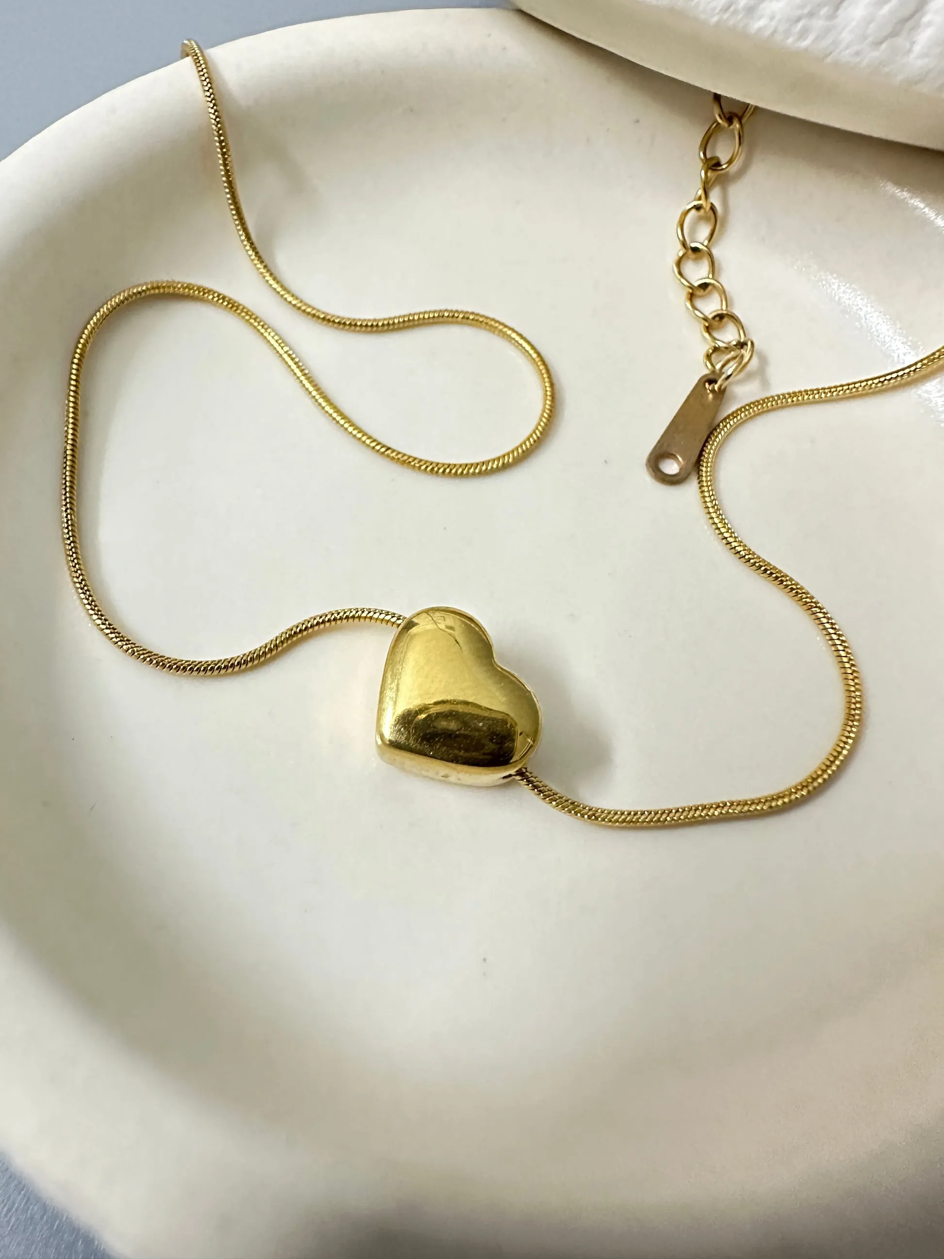 Diamond Necklace NLCP105G Gold Plated   Jade Heart Necklace Gold Plated Combo