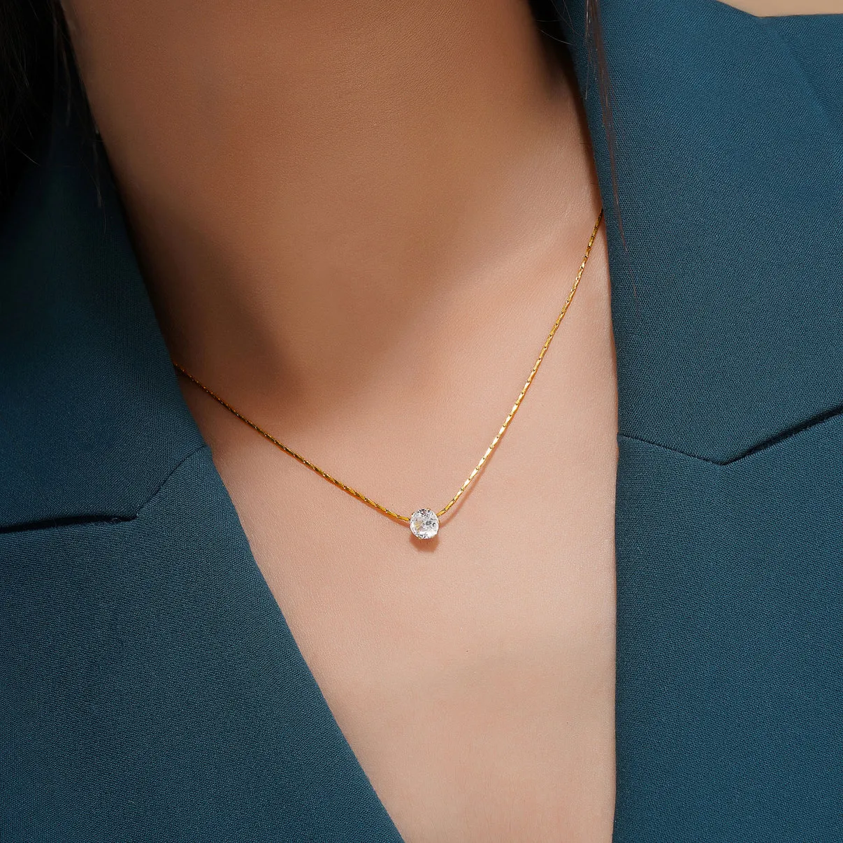 Diamond Necklace NLCP105G Gold Plated   Jade Heart Necklace Gold Plated Combo
