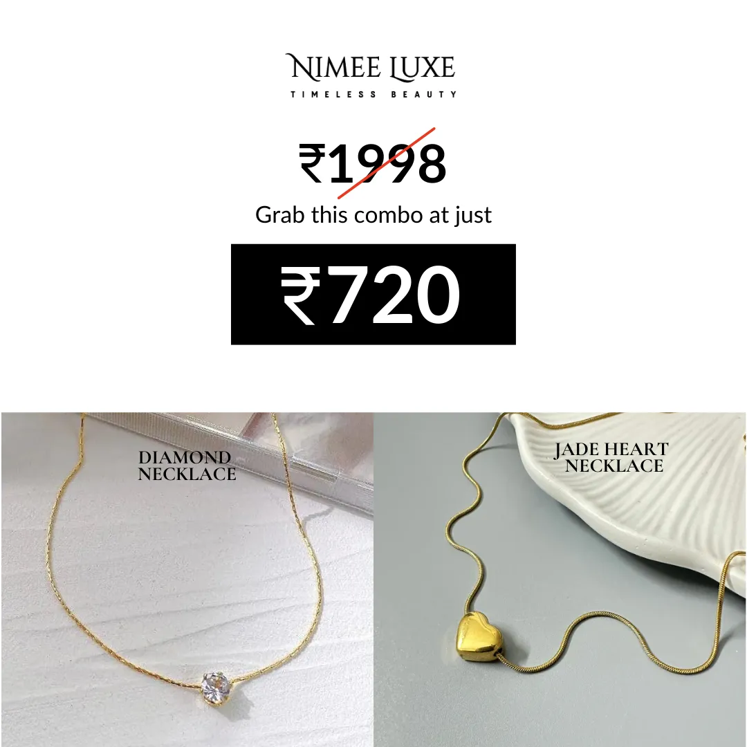 Diamond Necklace NLCP105G Gold Plated   Jade Heart Necklace Gold Plated Combo