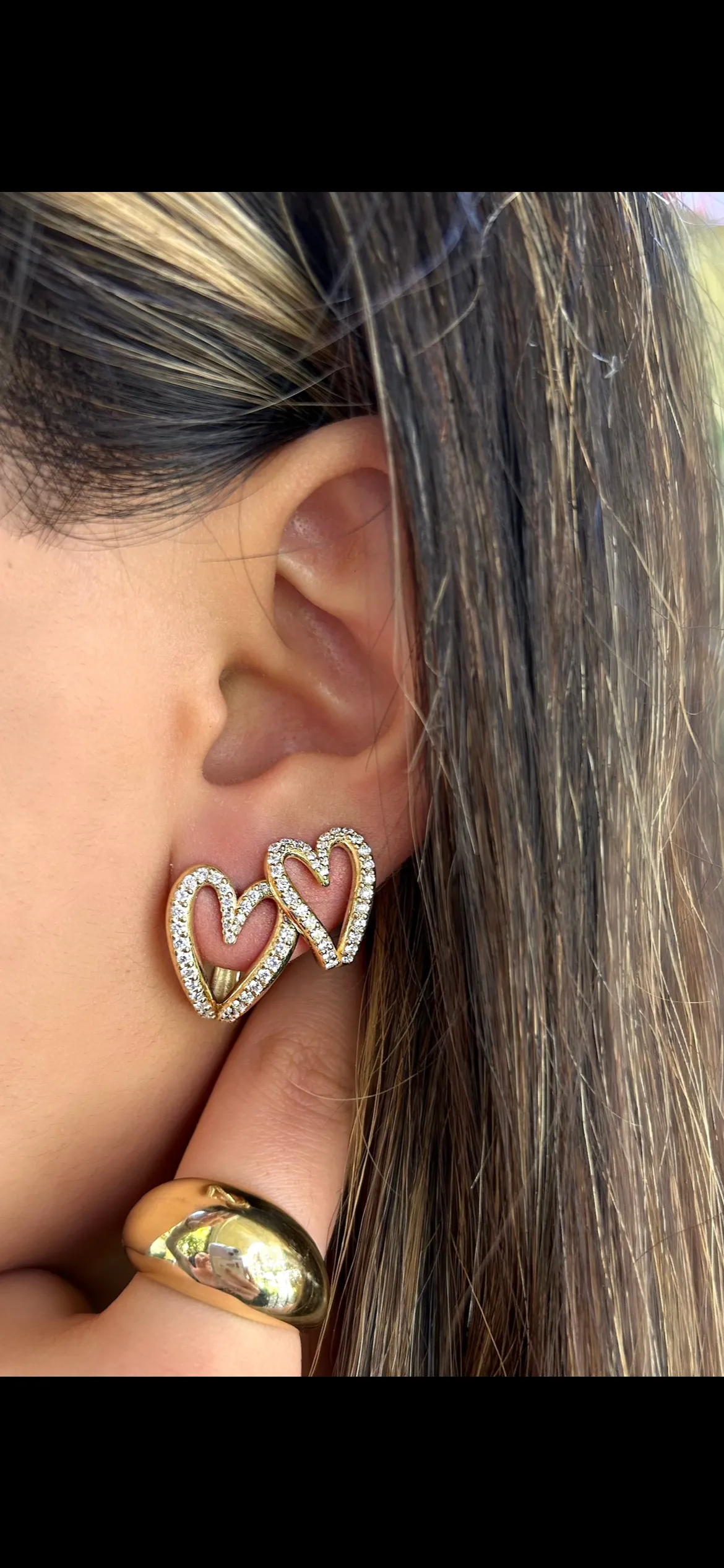 Diamond Open Heart Huggie Earrings