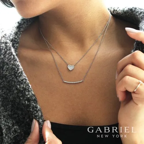 Diamond Pavé Curved Bar Necklace
