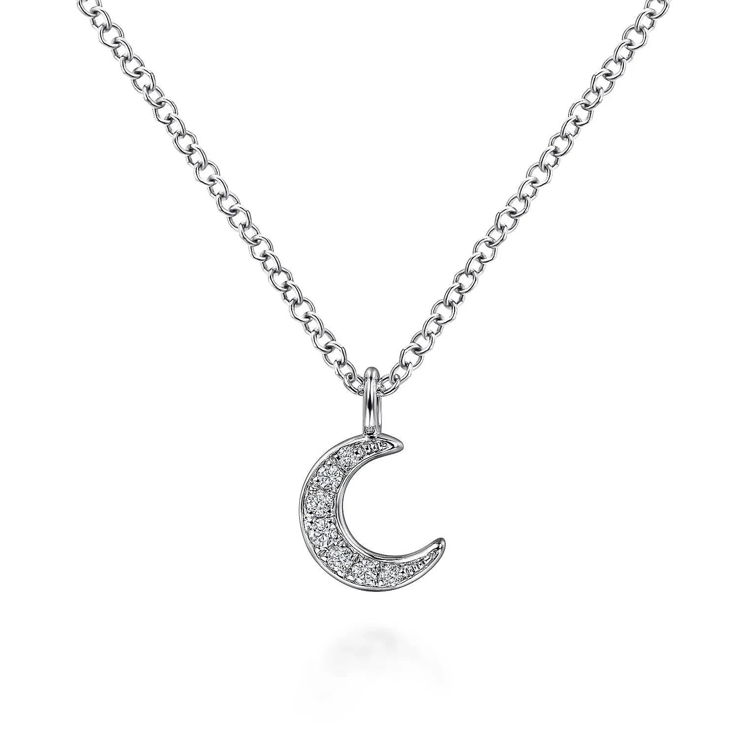 Diamond Pavé Moon Necklace