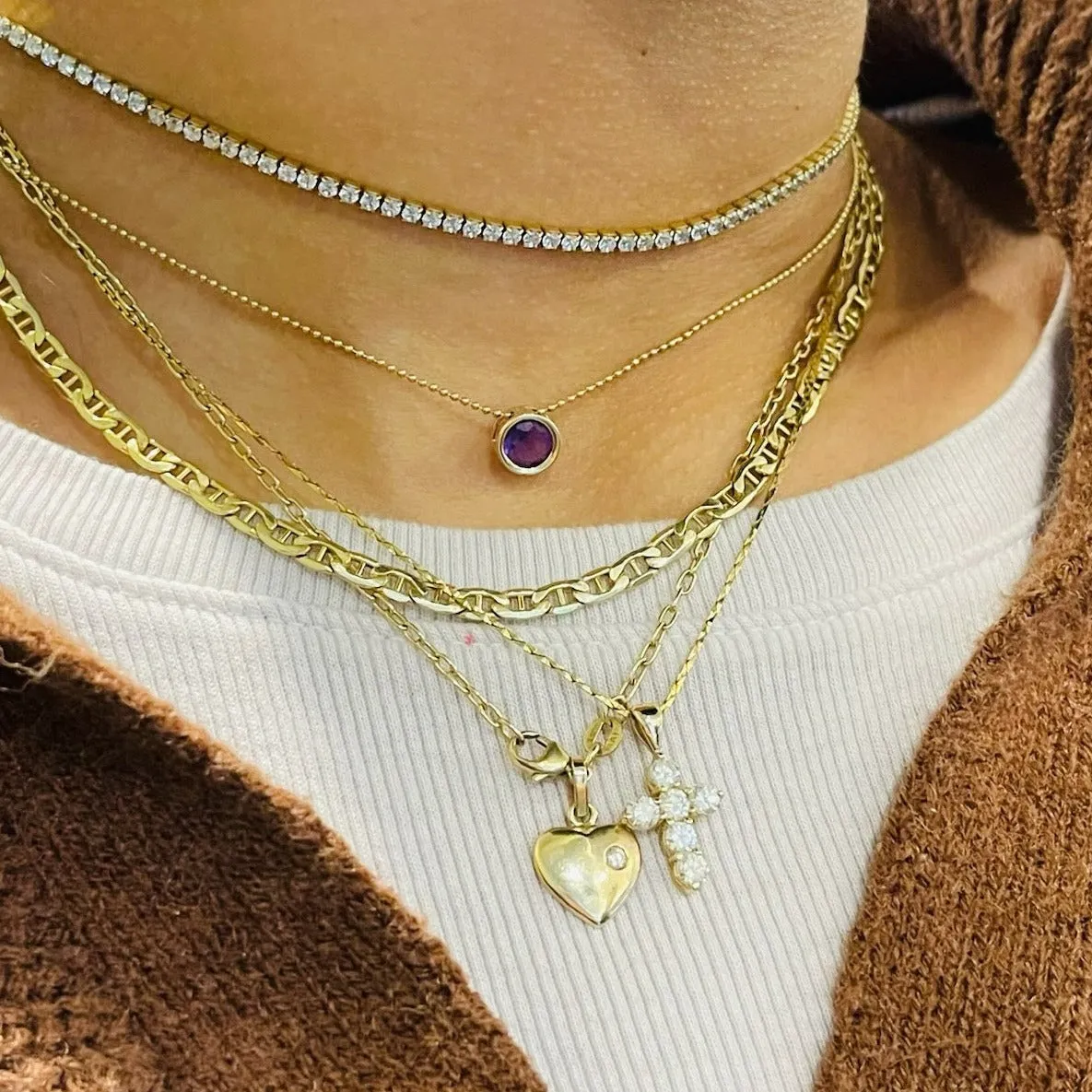 Diamond prong pendant cross