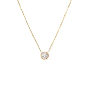 Diamond Solitaire Bezel Pendant Necklace 14K