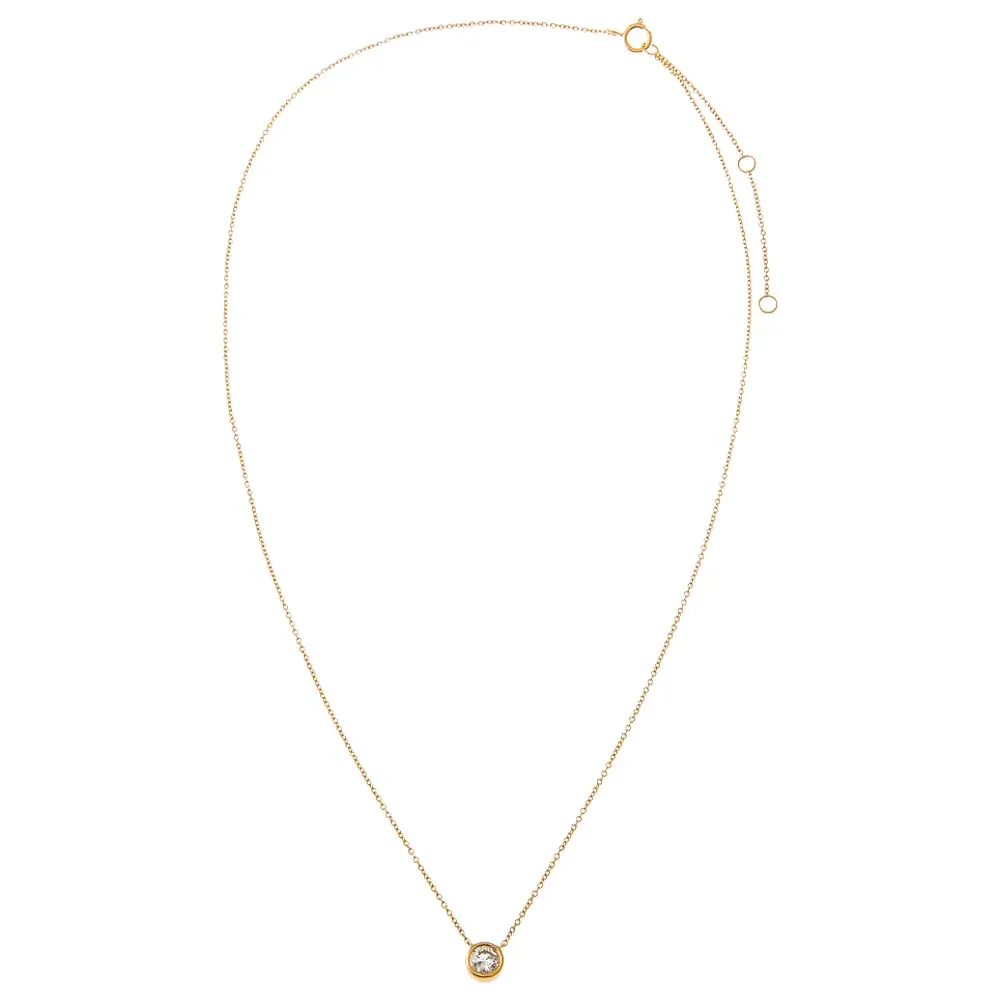 Diamond Solitaire Bezel Pendant Necklace 14K