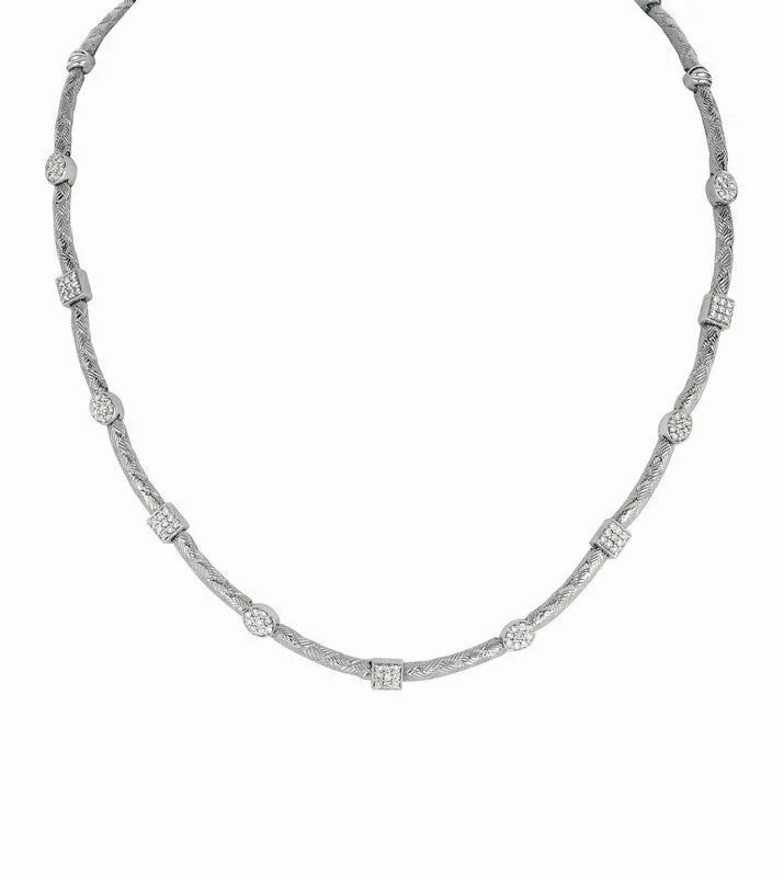 DIAMOND SQUARE & OVAL NECKLACE 14 GOLD (1 CTW)