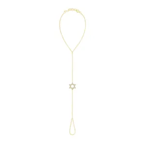 Diamond Star of David Hand Chain Bracelet